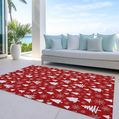 Paelor Red Washable Indoor-Outdoor Rug