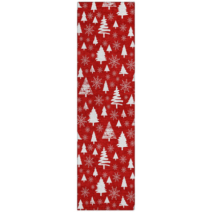 Paelor Red Washable Indoor-Outdoor Rug