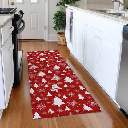Paelor Red Washable Indoor-Outdoor Rug