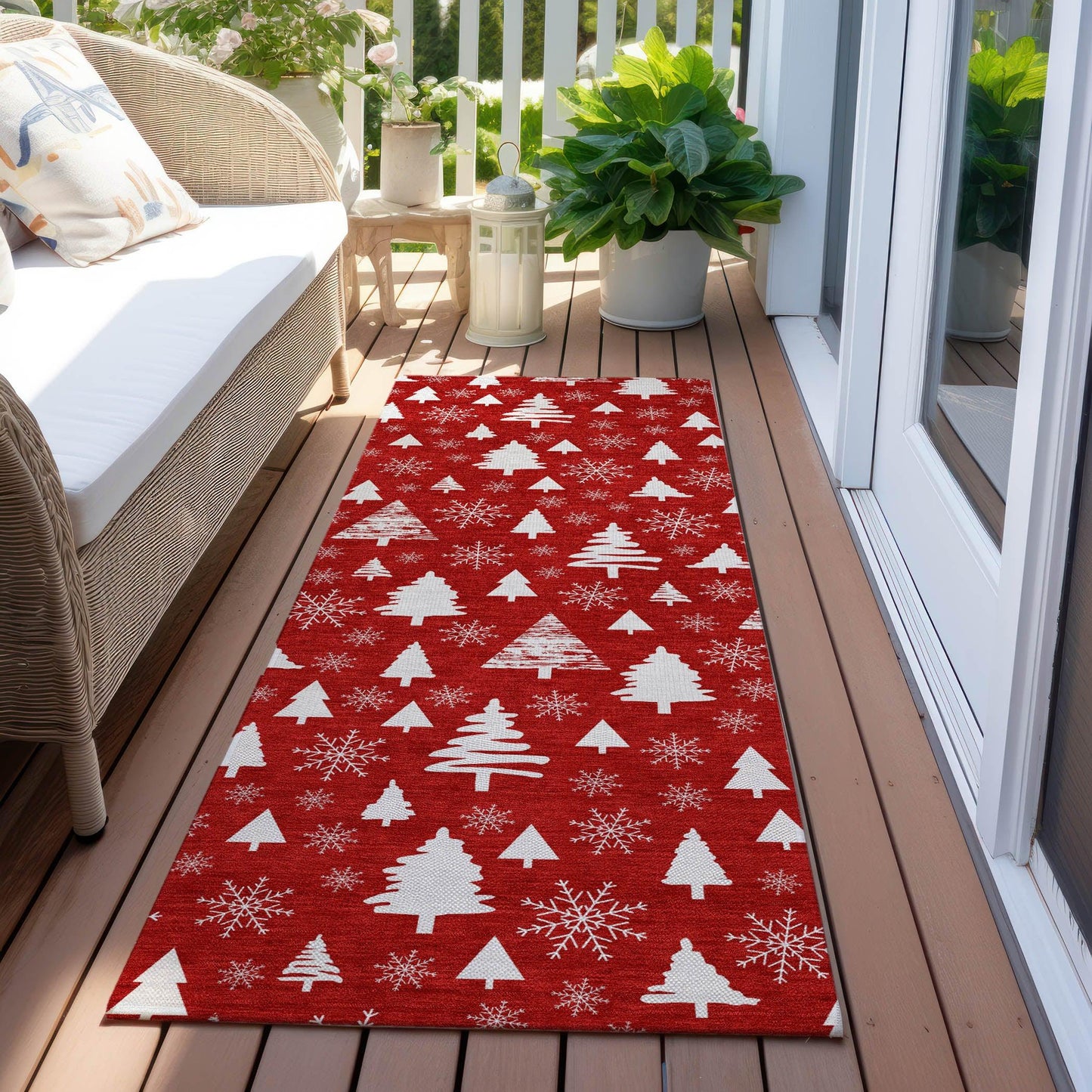 Paelor Red Washable Indoor-Outdoor Rug