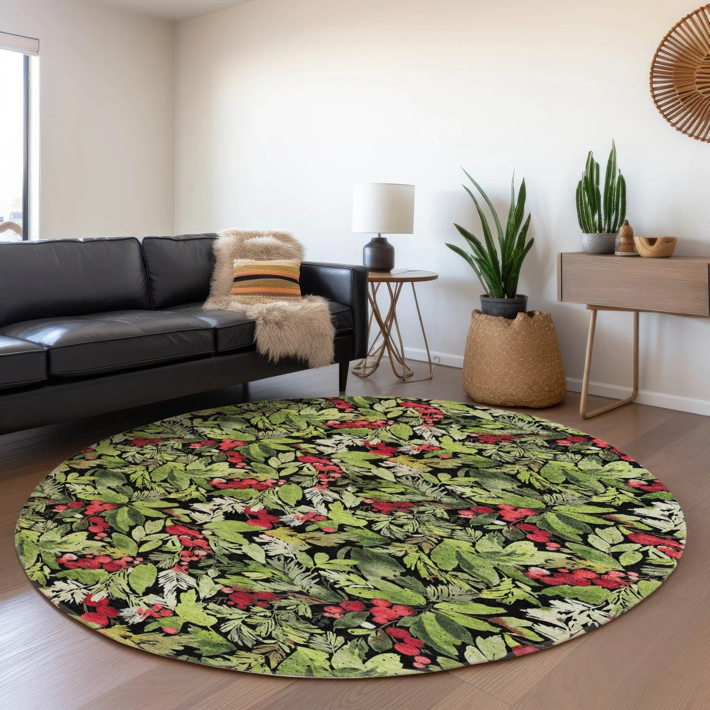 Paelora Black Washable Indoor-Outdoor Rug