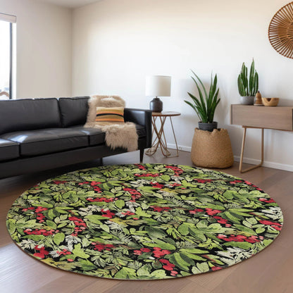 Paelora Black Washable Indoor-Outdoor Rug