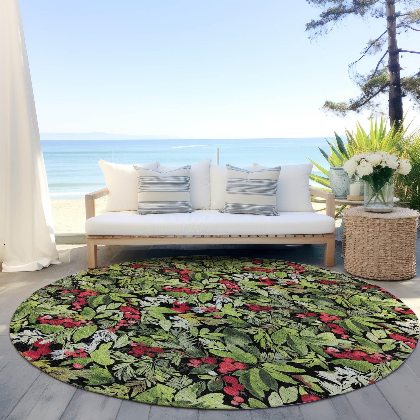 Paelora Black Washable Indoor-Outdoor Rug