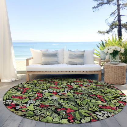 Paelora Black Washable Indoor-Outdoor Rug