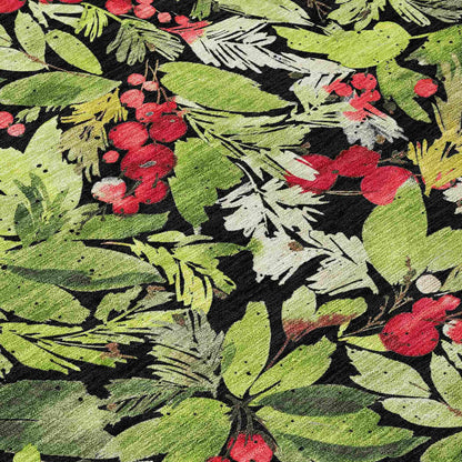 Paelora Black Washable Indoor-Outdoor Rug