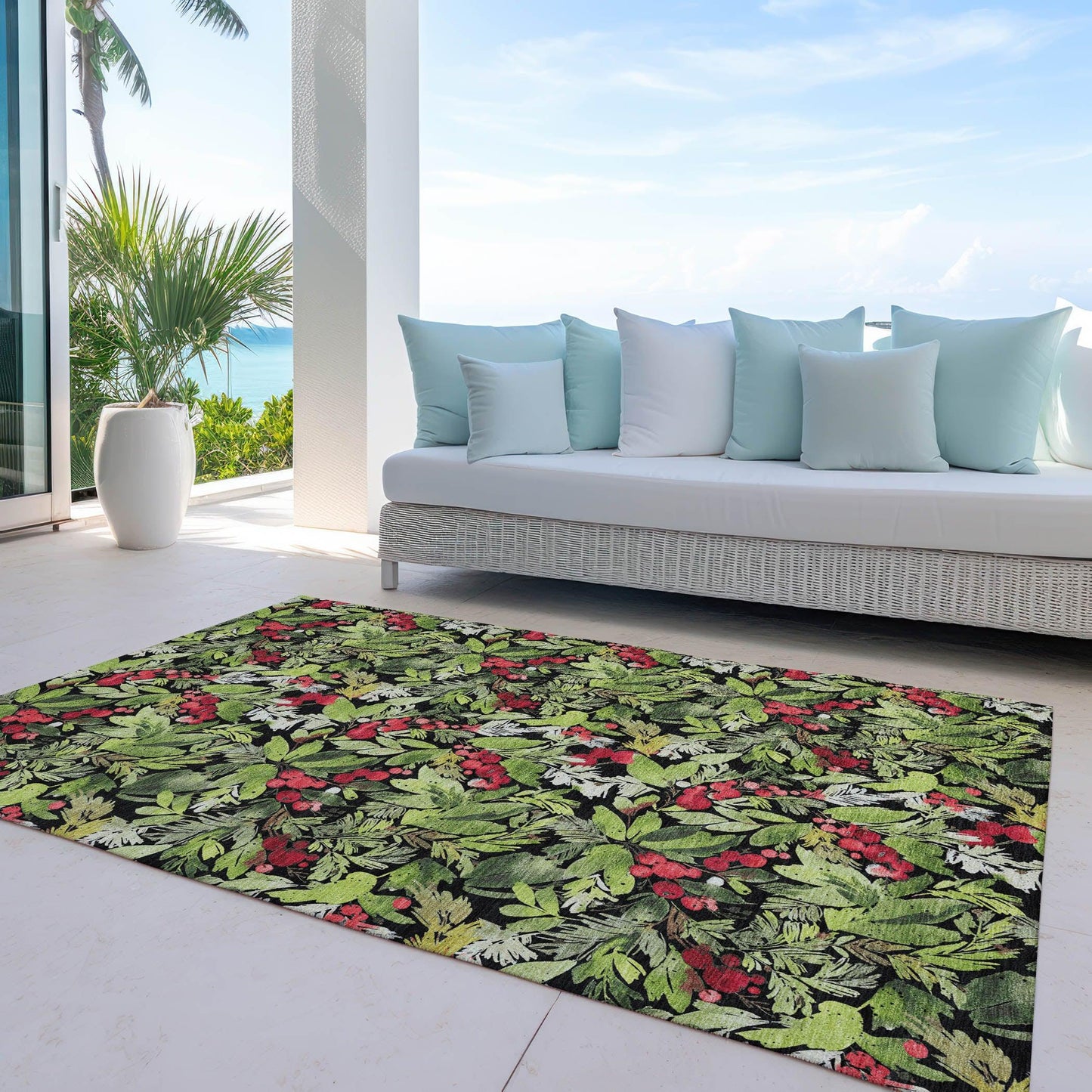 Paelora Black Washable Indoor-Outdoor Rug