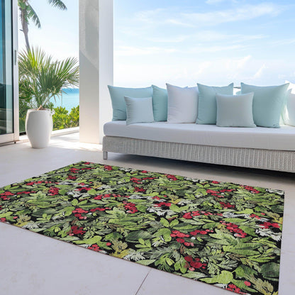 Paelora Black Washable Indoor-Outdoor Rug