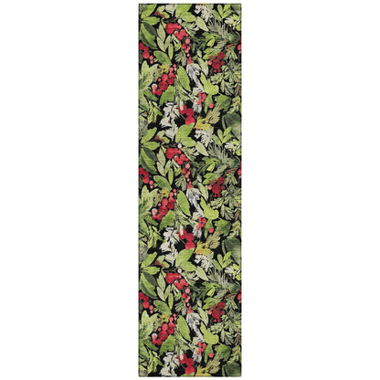 Paelora Black Washable Indoor-Outdoor Rug