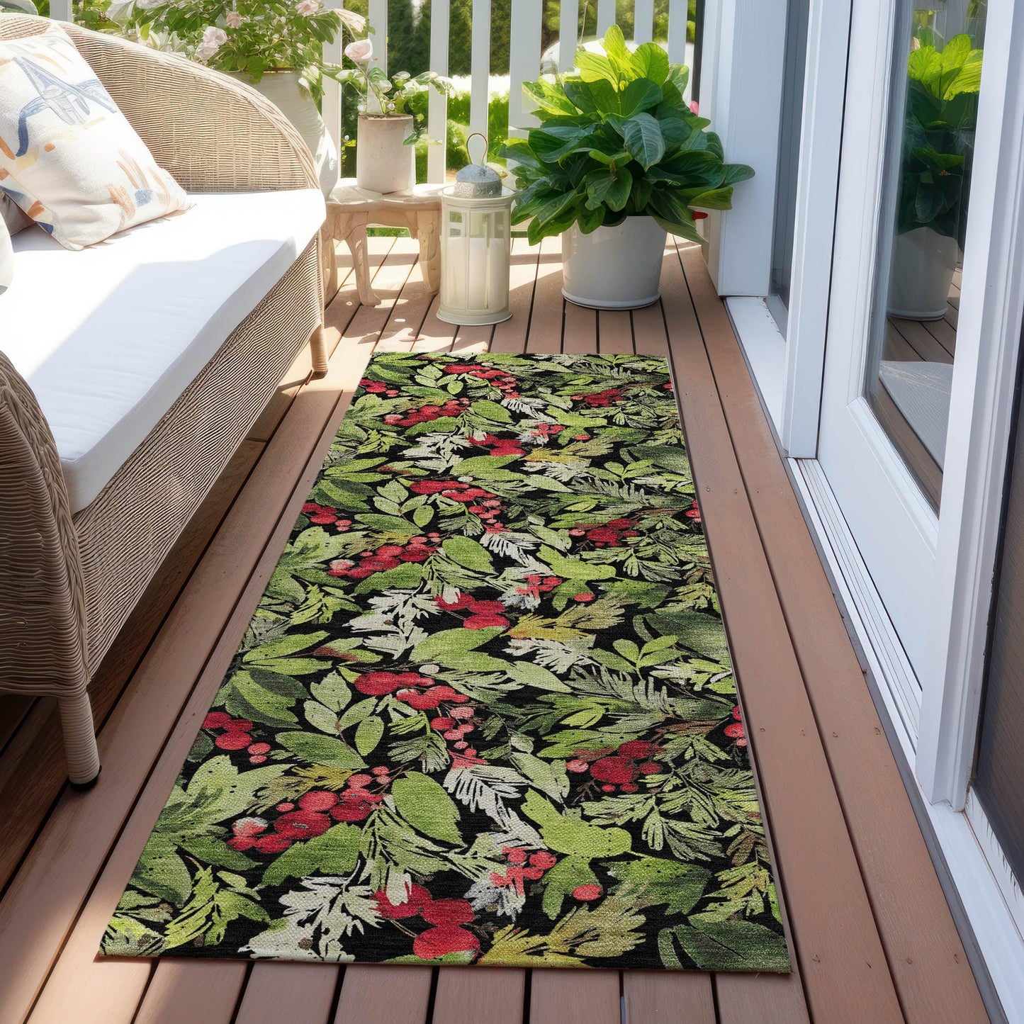 Paelora Black Washable Indoor-Outdoor Rug