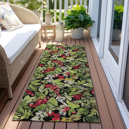 Paelora Black Washable Indoor-Outdoor Rug