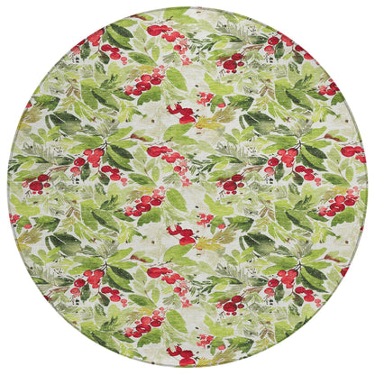 Paelora Green Washable Indoor-Outdoor Rug