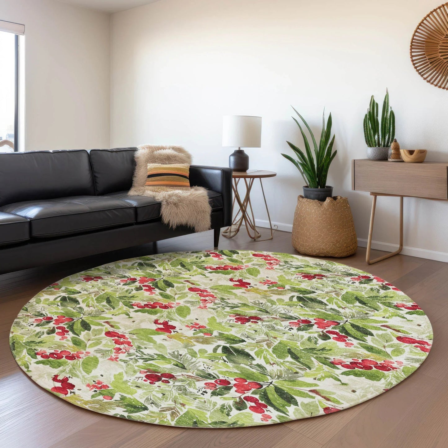 Paelora Green Washable Indoor-Outdoor Rug