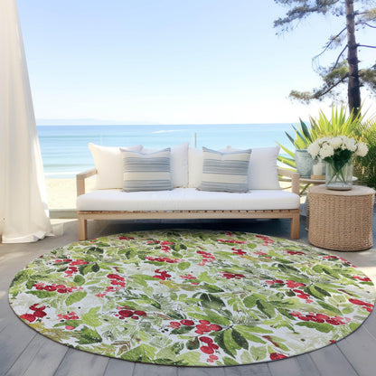 Paelora Green Washable Indoor-Outdoor Rug