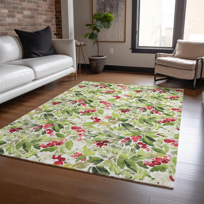 Paelora Green Washable Indoor-Outdoor Rug