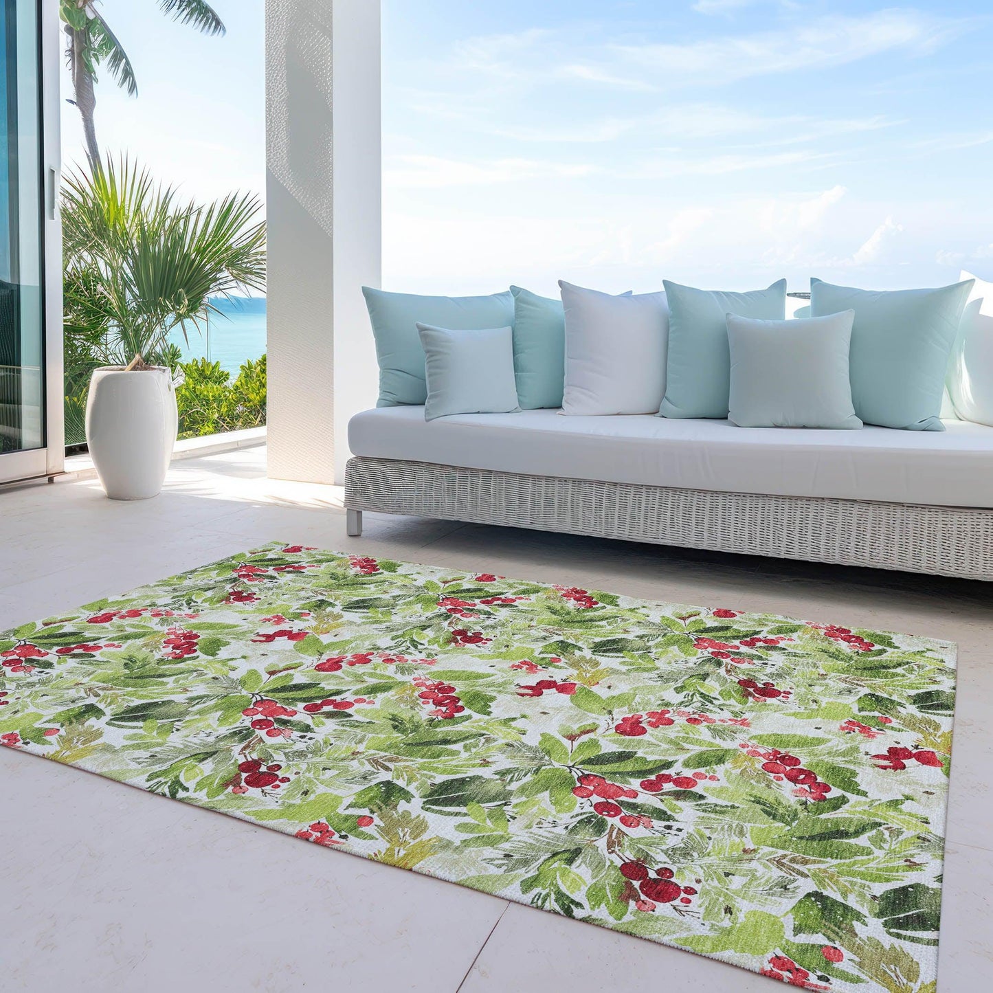 Paelora Green Washable Indoor-Outdoor Rug