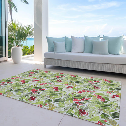 Paelora Green Washable Indoor-Outdoor Rug