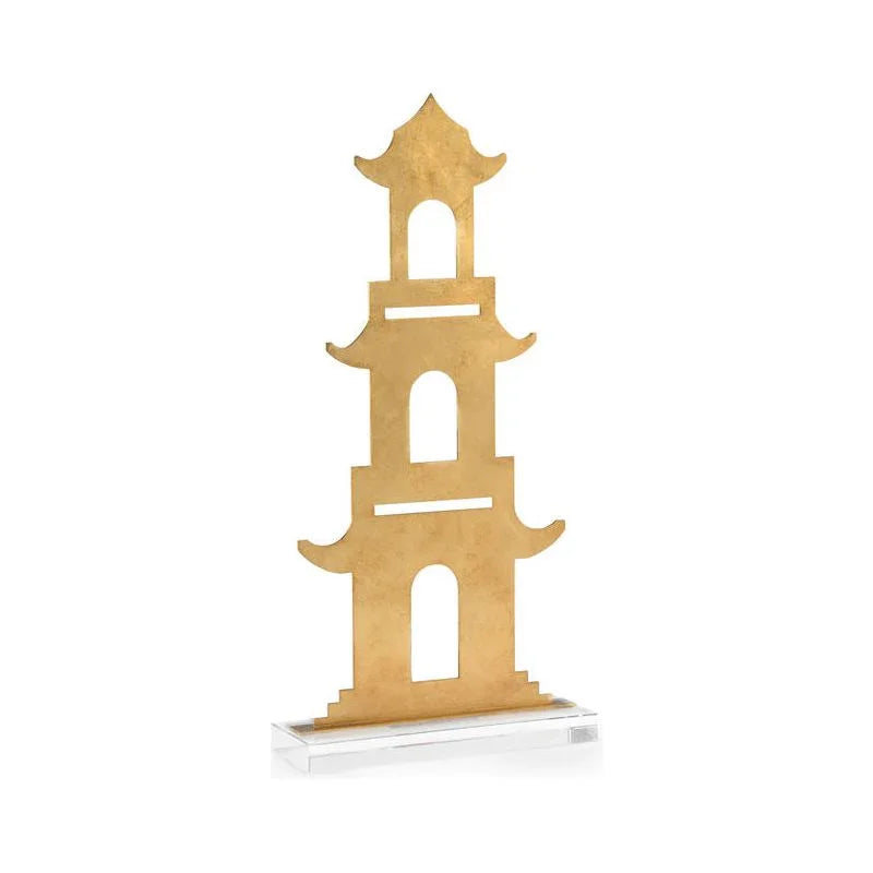 Pagoda 3 Gold Antique Charm Candleholder - LOOMLAN - Chelsea House - Candle Holders
