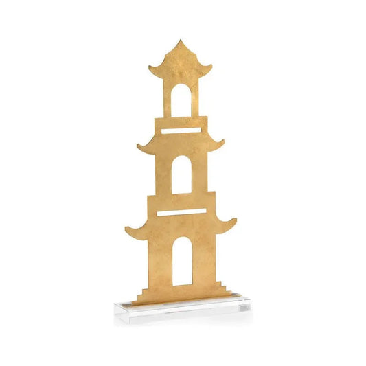 Pagoda 3 Gold Antique Charm Candleholder - LOOMLAN - Chelsea House - Candle Holders