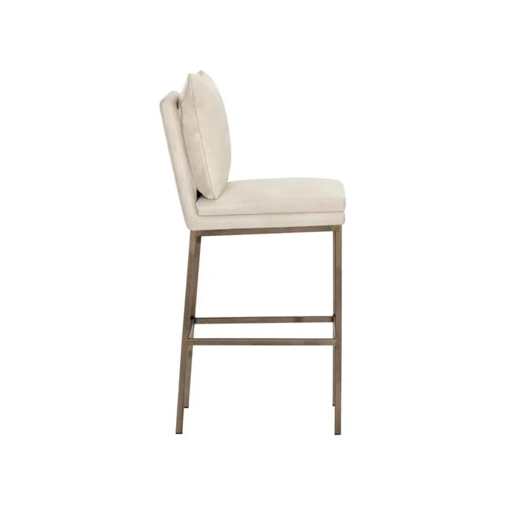 Paige Leather Comfortable Barstool - LOOMLAN - SUNPAN - Bar Stools