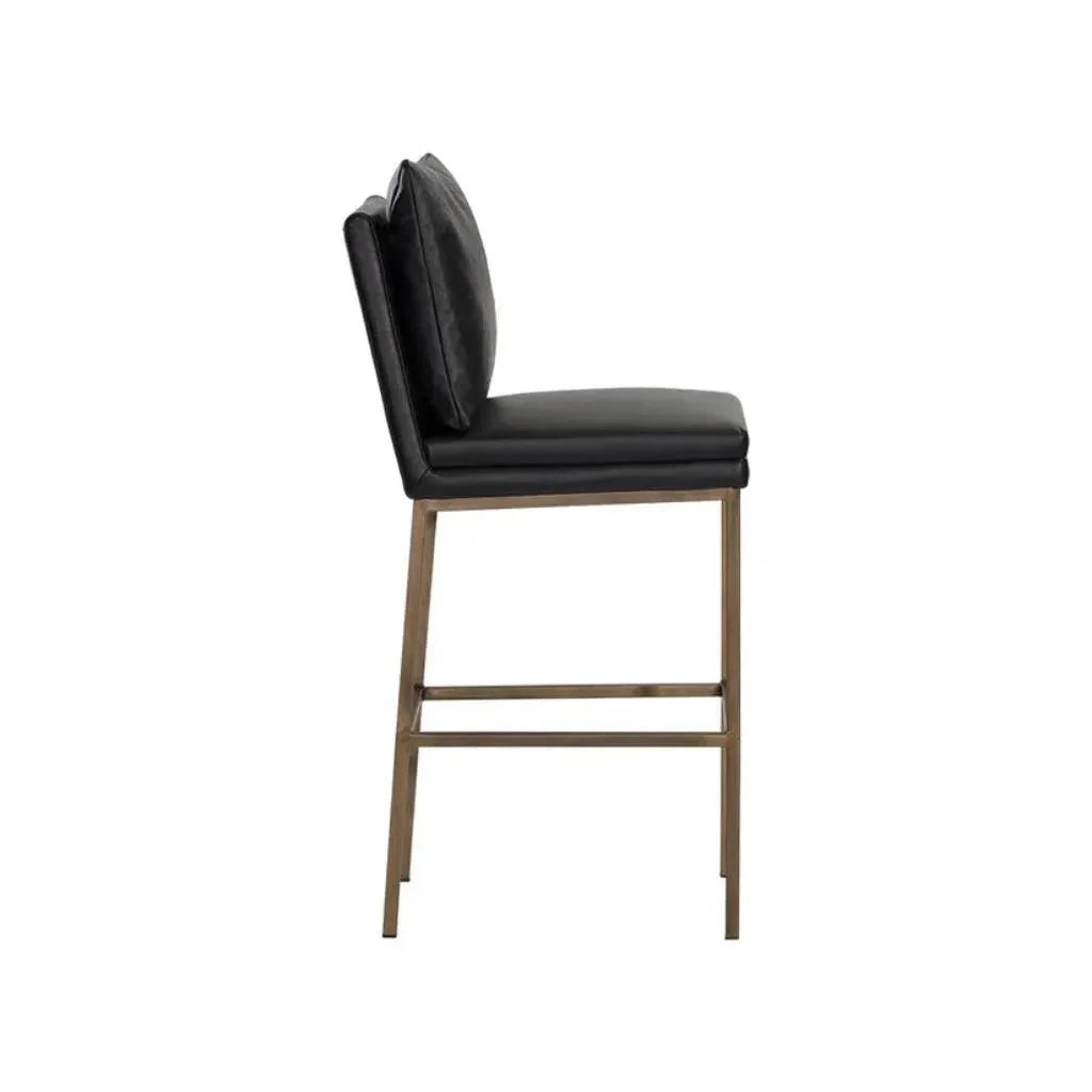 Paige Leather Comfortable Barstool - LOOMLAN - SUNPAN - Bar Stools