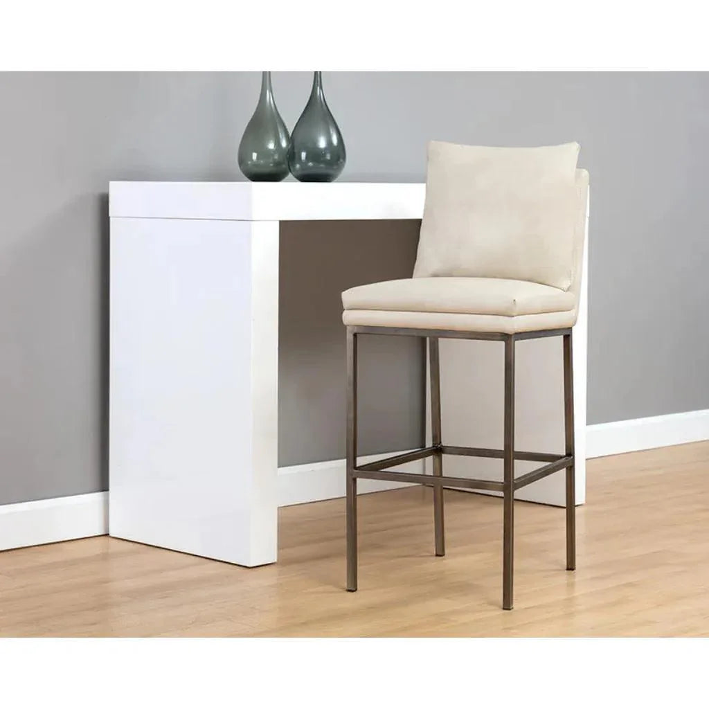 Paige Leather Comfortable Barstool - LOOMLAN - SUNPAN - Bar Stools