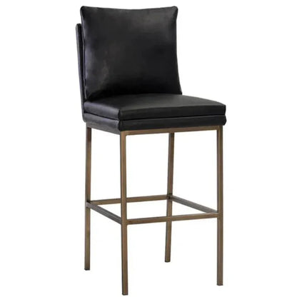 Paige Leather Comfortable Barstool - LOOMLAN - SUNPAN - Bar Stools