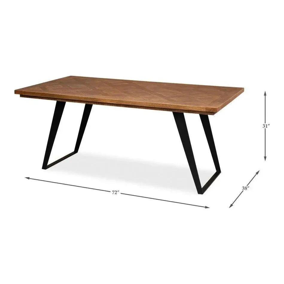 Paige Parquet Top Dining Table-Dining Tables-Sarreid-LOOMLAN