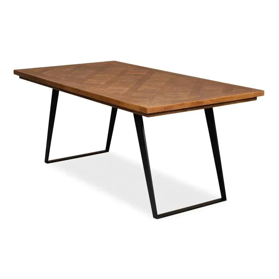 Paige Parquet Top Dining Table-Dining Tables-Sarreid-LOOMLAN