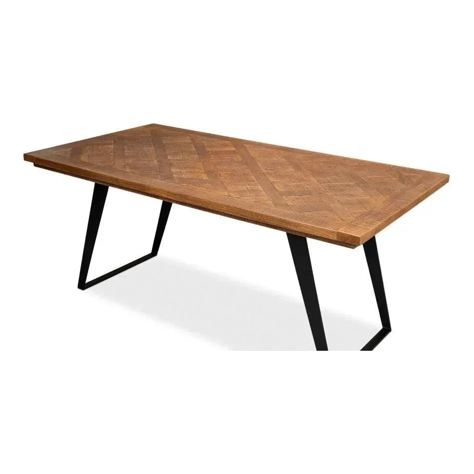 Paige Parquet Top Dining Table-Dining Tables-Sarreid-LOOMLAN