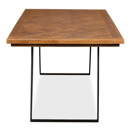 Paige Parquet Top Dining Table-Dining Tables-Sarreid-LOOMLAN