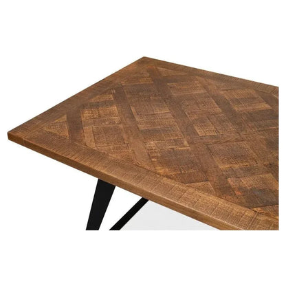 Paige Parquet Top Dining Table-Dining Tables-Sarreid-LOOMLAN