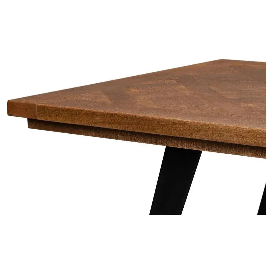 Paige Parquet Top Dining Table-Dining Tables-Sarreid-LOOMLAN