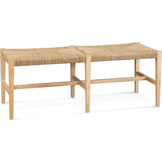 Palag Wood and Seagrass Brown Bench - LOOMLAN - Bassett Mirror - Dining Benches