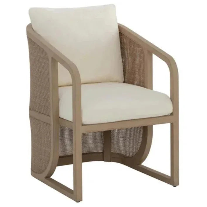 Palermo Fabric Outdoor Dining Armchair-Outdoor Dining Chairs-SUNPAN-Drift Brown - Stinson Cream-LOOMLAN