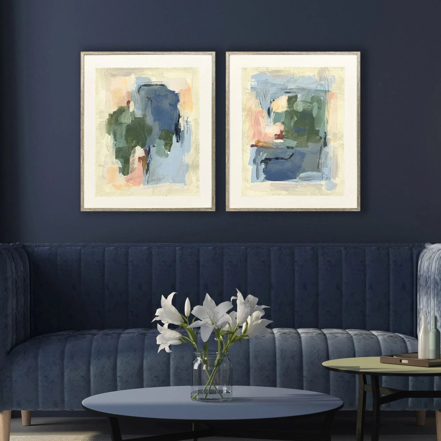 Palette Map Wood Blue Framed Wall Art 2PC