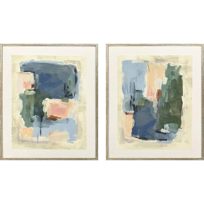 Palette Map Wood Blue Framed Wall Art 2PC