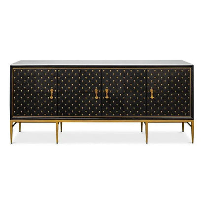 Palisade Shagreen Wood & Metal Black Credenza - LOOMLAN - Sarreid - Sideboards