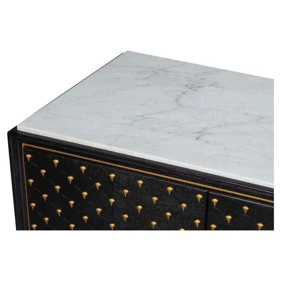 Palisade Shagreen Wood & Metal Black Credenza - LOOMLAN - Sarreid - Sideboards