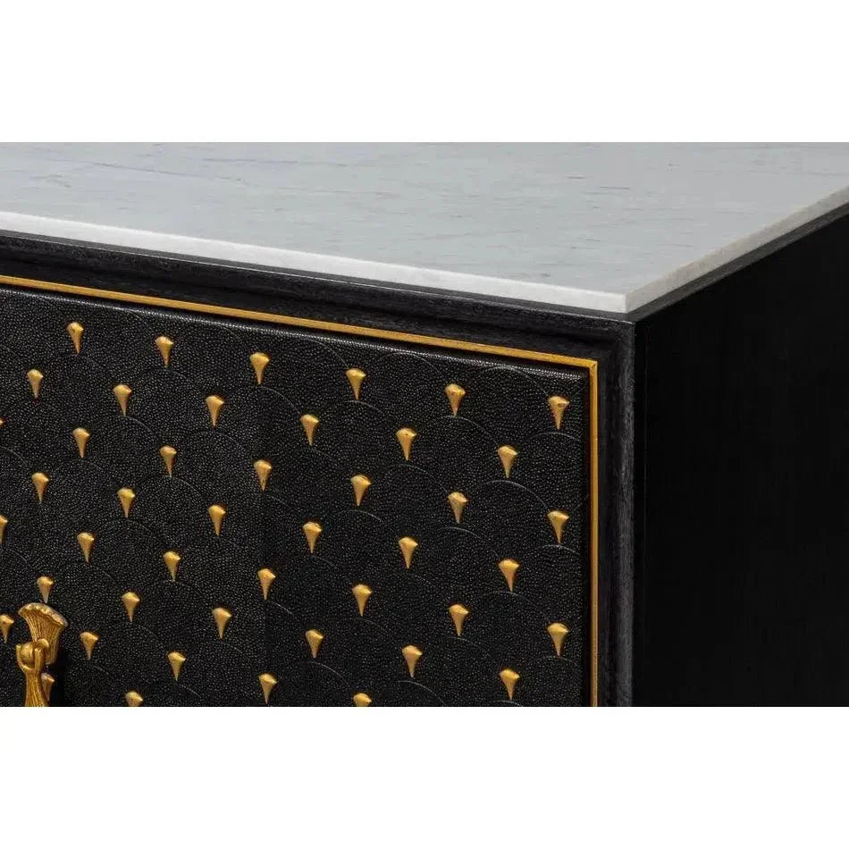 Palisade Shagreen Wood & Metal Black Credenza - LOOMLAN - Sarreid - Sideboards