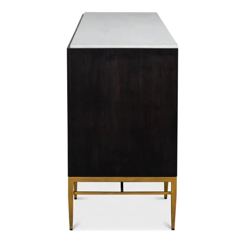 Palisade Shagreen Wood & Metal Black Credenza - LOOMLAN - Sarreid - Sideboards