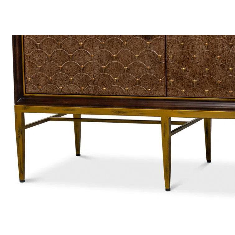 Palisades Shagreen Wood & Metal Tan Credenza - LOOMLAN - Sarreid - Sideboards