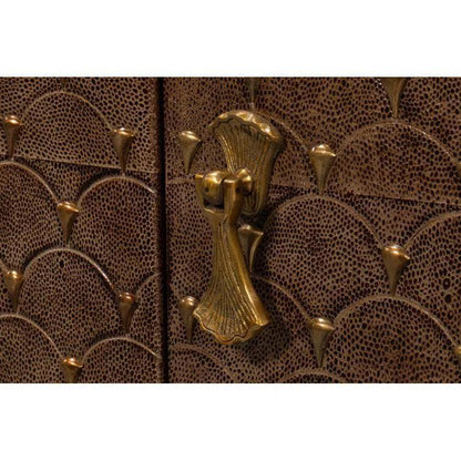 Palisades Shagreen Wood & Metal Tan Credenza - LOOMLAN - Sarreid - Sideboards