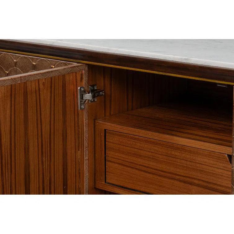 Palisades Shagreen Wood & Metal Tan Credenza - LOOMLAN - Sarreid - Sideboards
