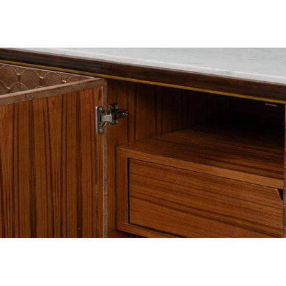 Palisades Shagreen Wood & Metal Tan Credenza - LOOMLAN - Sarreid - Sideboards