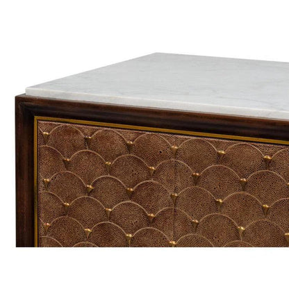 Palisades Shagreen Wood & Metal Tan Credenza - LOOMLAN - Sarreid - Sideboards