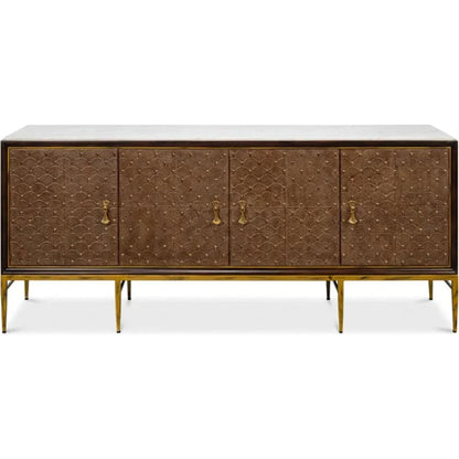 Palisades Shagreen Wood & Metal Tan Credenza - LOOMLAN - Sarreid - Sideboards