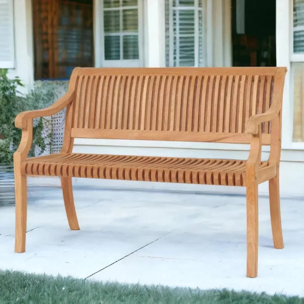 Palm 2-Person Teak Outdoor Bench-Outdoor Benches-HiTeak-LOOMLAN