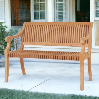 Palm 2-Person Teak Outdoor Bench-Outdoor Benches-HiTeak-LOOMLAN
