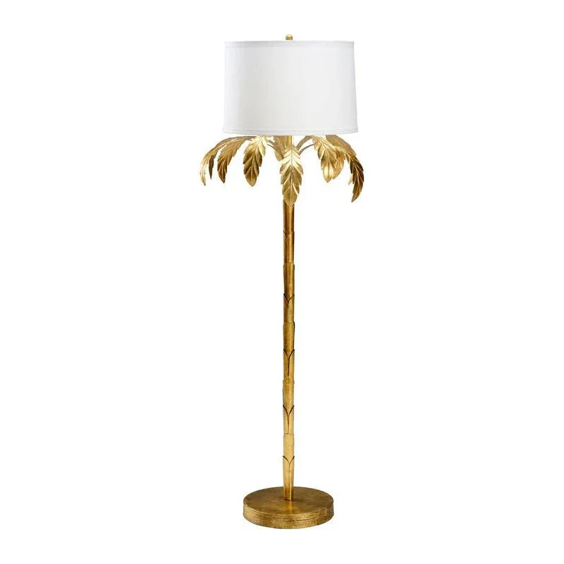 Palm Antique Gold Leaf Styled Iron Floor Lamp-Floor Lamps-Chelsea House-LOOMLAN