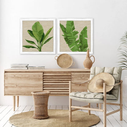 Palm Isle I Wood Green Framed Wall Art 2PC